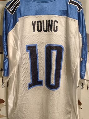 White and Light Blue "Young 10" Men’s Football Jersey